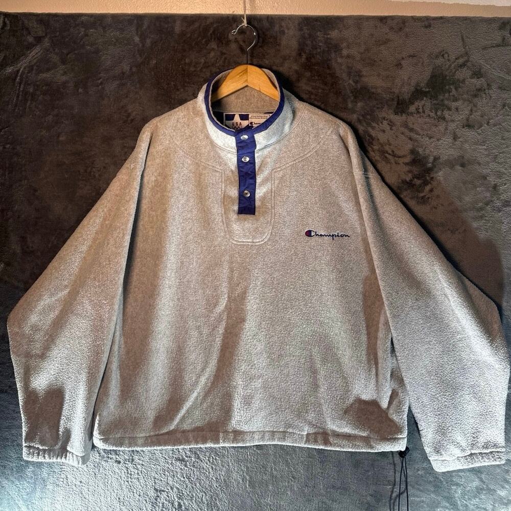 Vtg 1994 Champion USA Olympic Fleece Pullover Sweatshirt 90s Embossed XL Grey